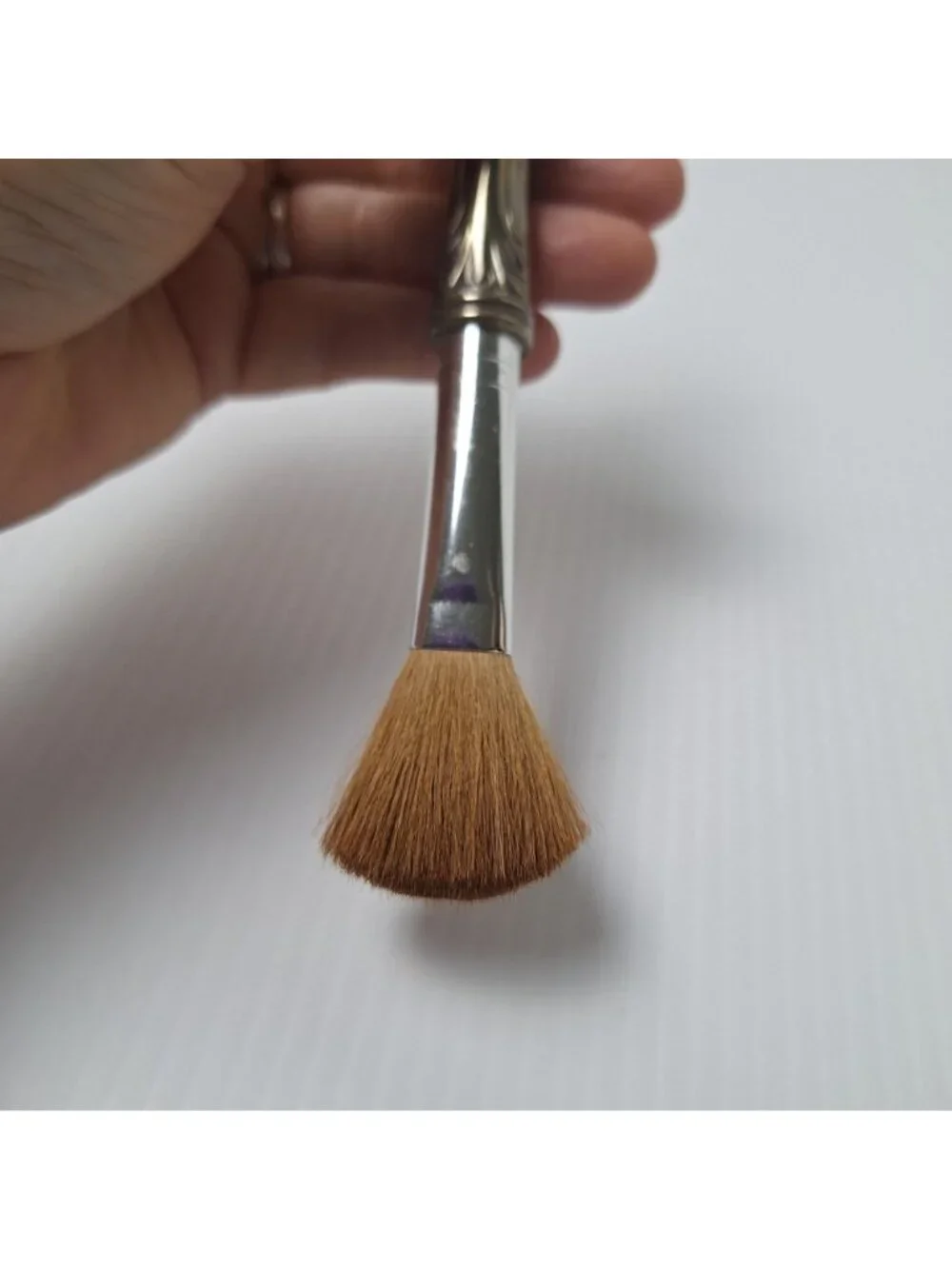 ANTIQUE VICTORIAN VANITY SILVER PLATED MAKEUP/POWDER BRUSH ORNATE HANDLE